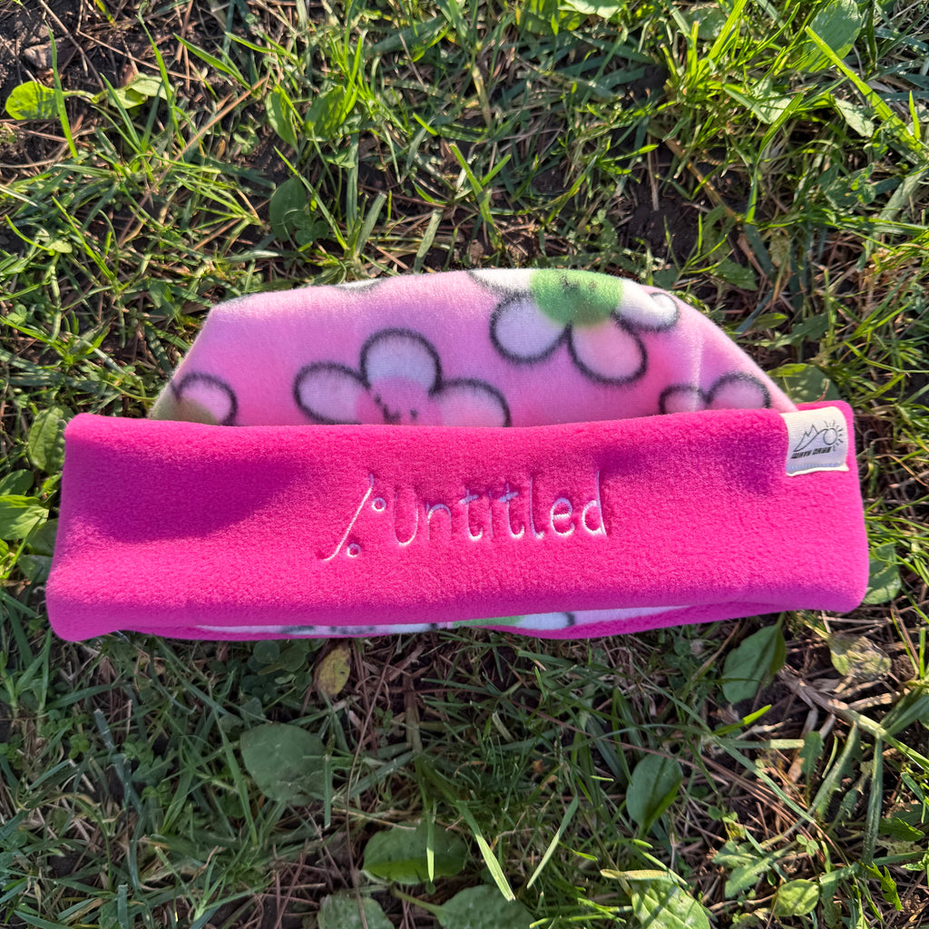 Pink Flower Cuff Beanie